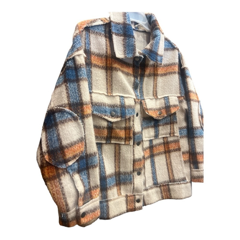 POL Plaiid Oversize Boxy Chucky Button Cozy Jacket SZ S